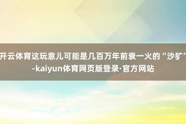 开云体育这玩意儿可能是几百万年前衰一火的“沙犷”-kaiyun体育网页版登录·官方网站