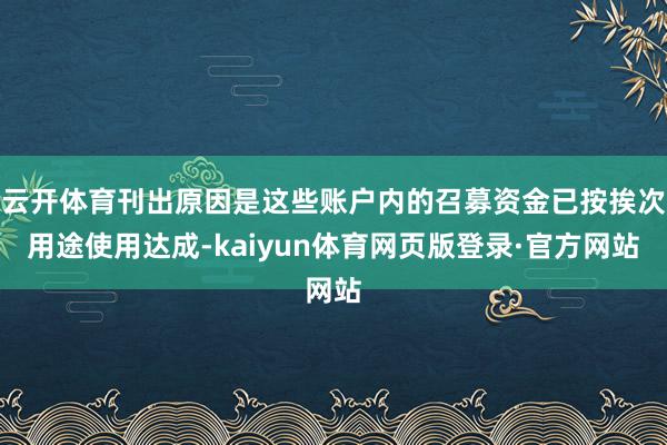 云开体育刊出原因是这些账户内的召募资金已按挨次用途使用达成-kaiyun体育网页版登录·官方网站