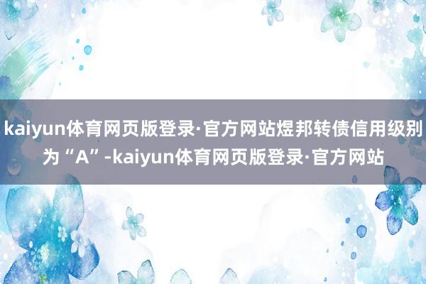 kaiyun体育网页版登录·官方网站煜邦转债信用级别为“A”-kaiyun体育网页版登录·官方网站
